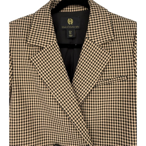 House of Harlow Houndstooth Cropped Double Breasted Blazer Size Small Preppy - Picture 5 of 13